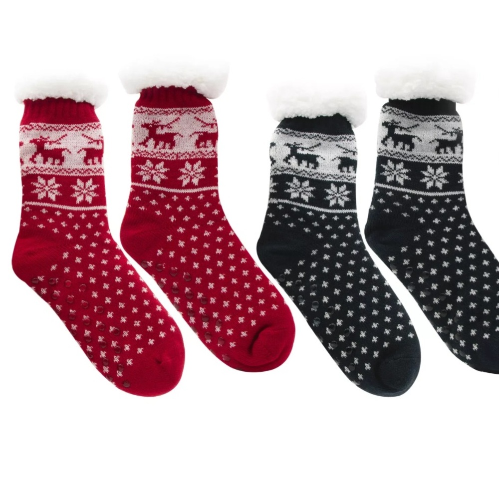 $$SALE$$ The Skyline Collection Snowflakes Sherpa Slipper Sock NWT!